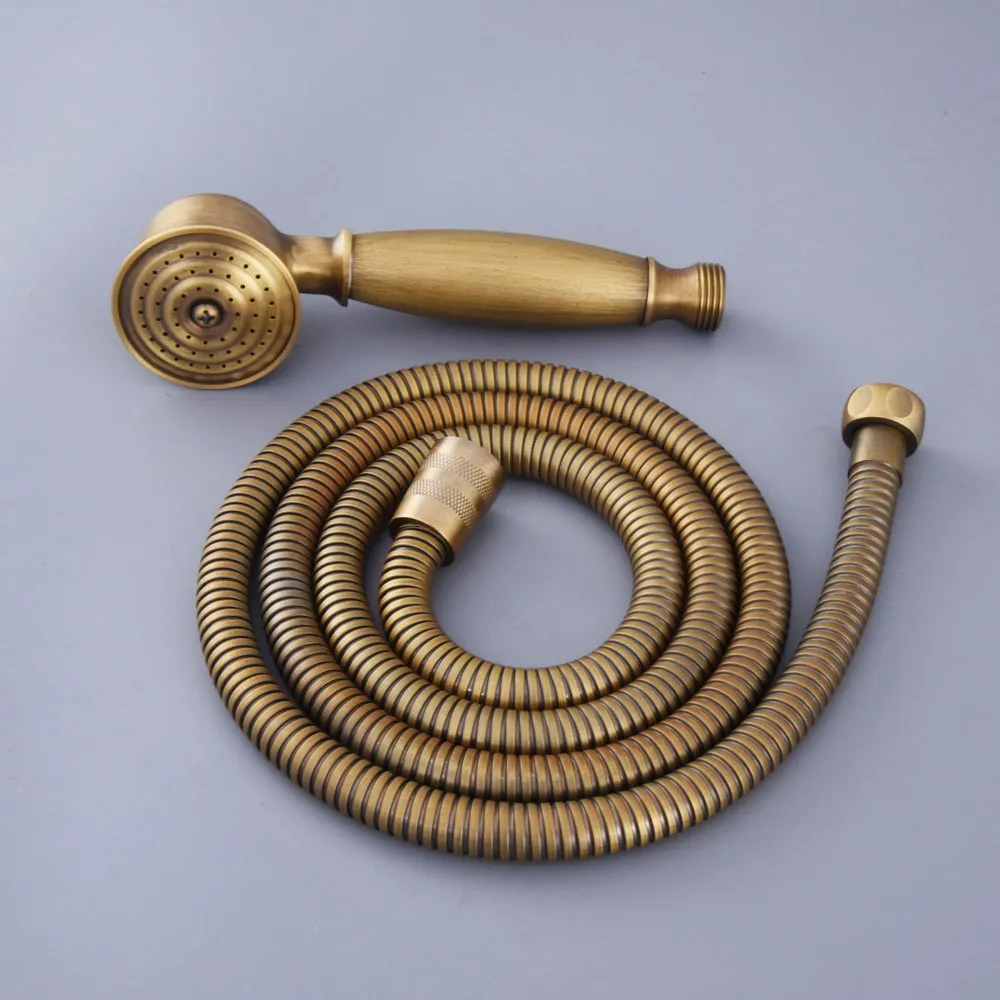 

Classical Vintage Retro Antique Brass Hand Held Shower Head & 1.5M Shower Hose Set Water Saving Bathroom Telephone Style 2hh119