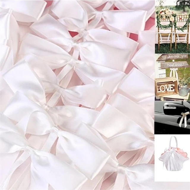 50Pcs Bowknots Ribbon Delicate Wedding Pew End decoration Bow knots Ribbon  Bows Wedding Party Cars Chairs Decoration Bowknots - AliExpress