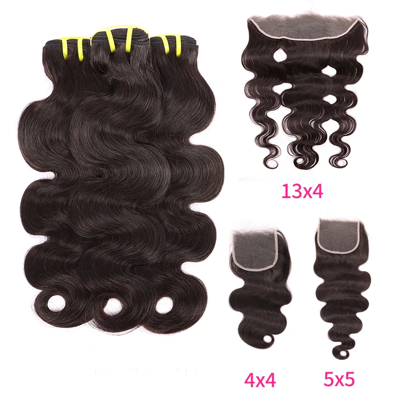 

Yiwigs Human Hair Brazilian Body Wave Bundles With HD Transparent 4x4 5x5 Lace Closure 13x4 Lace Frontal Weave Extensions