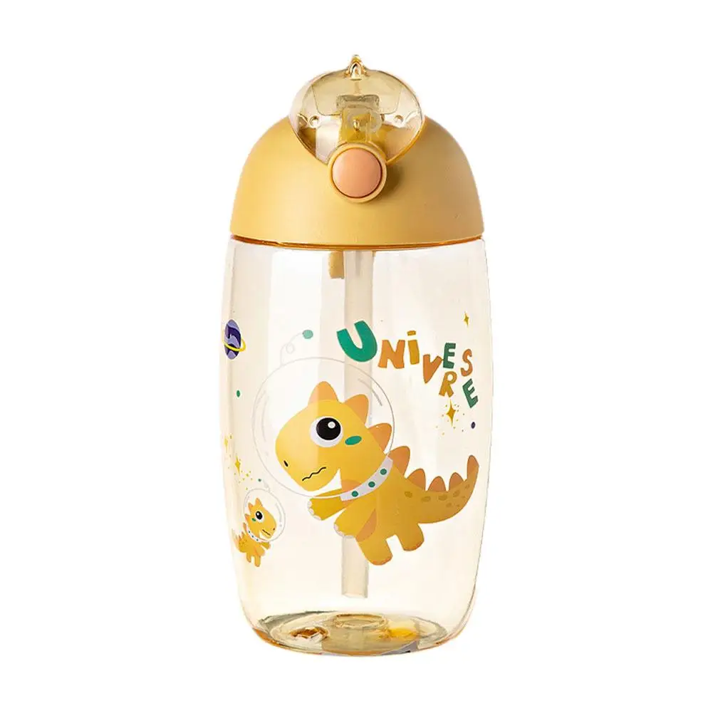 Children's Water Bottle School Portable Cartoon Dinosaur Sippy Cup Creative Feeding Cup Straws Lids 500ML