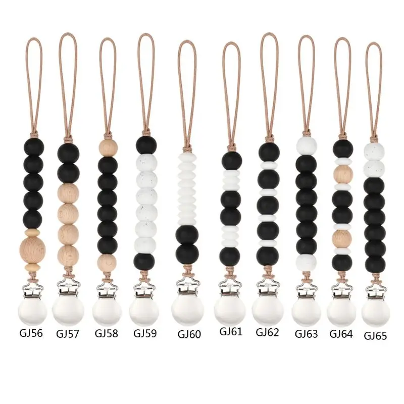 

Clips Baby Boys Girls Pacifier Chain Silicone Teething Relief Beads