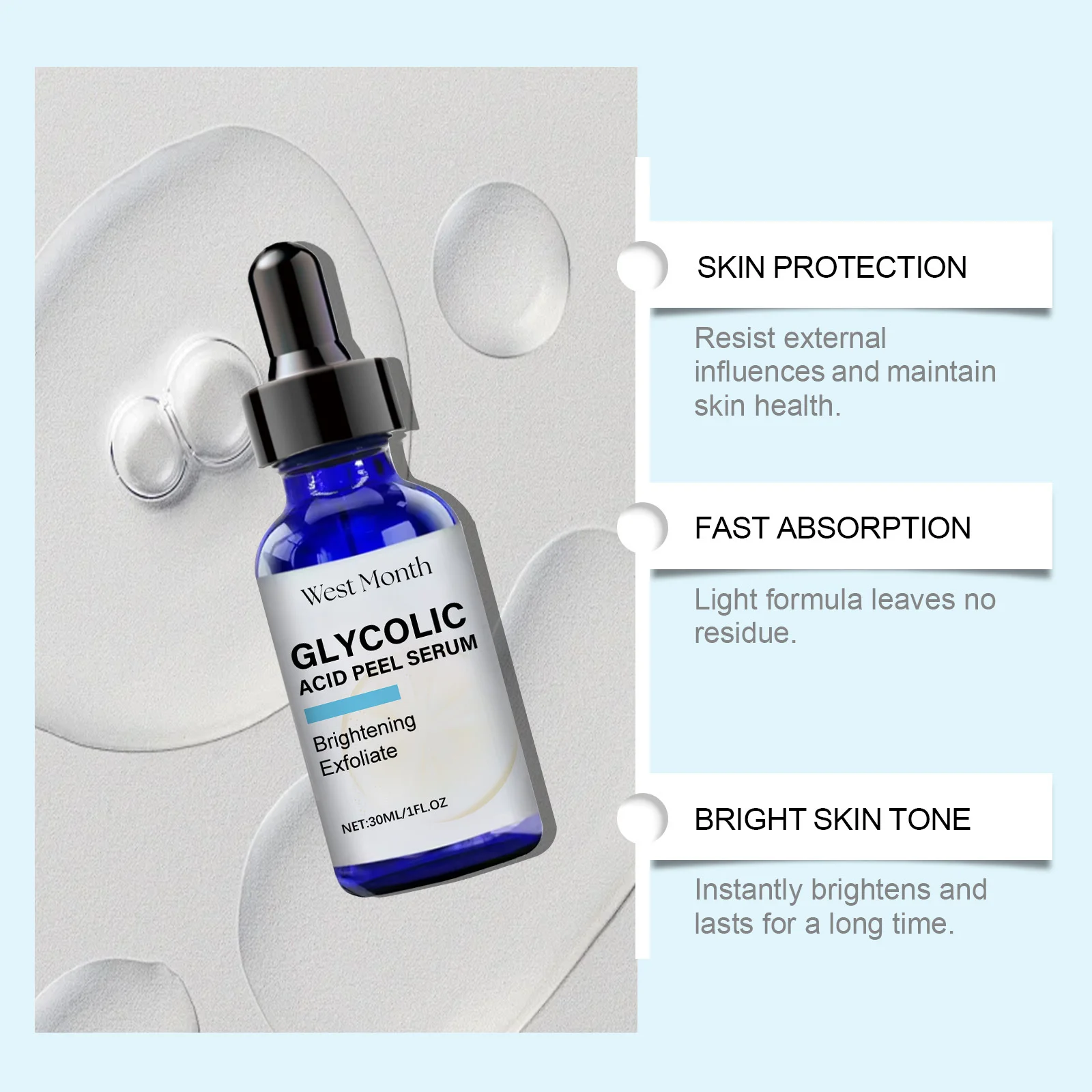 Glycolic Acid Peel Serum Exfoliating Minimizing Pores Reduce Acne Repair Moisturizer Brighten Nourish Whitening Beauty Skin Care 6