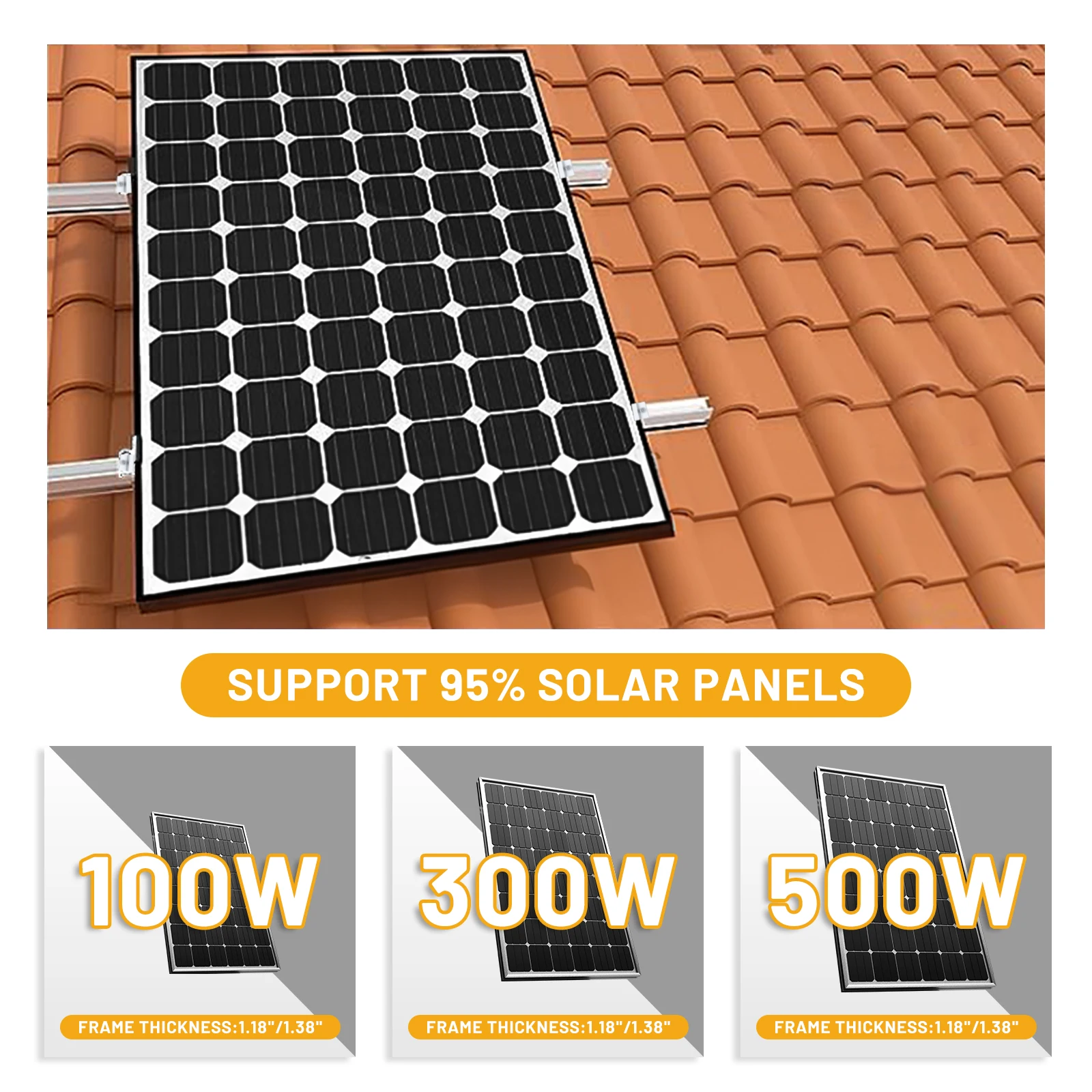 Solar Panel Mounting Set Solar Panel Bracket Brick Roof Mounting Rail Roof Hook Mounting Sets for Glazed Tile