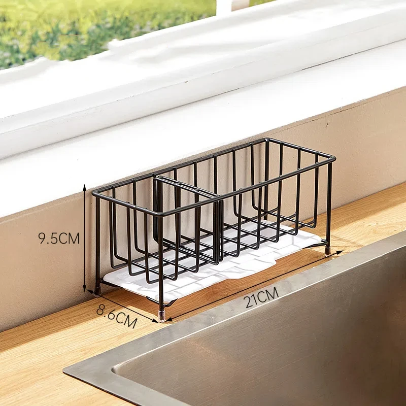 Household Multifunctional Drainage Storage Rack Kitchen Sink Hand Soap Steel Wire Ball Cloth Storage Basket