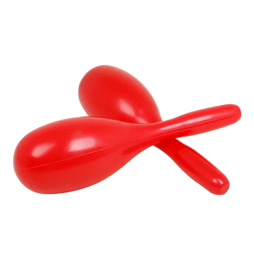 1 Pair Orff Kindergarten Musical Instruments Hand-cranked Plastic Sand Hammer Sand Balls Red Education Music Learning Gifts