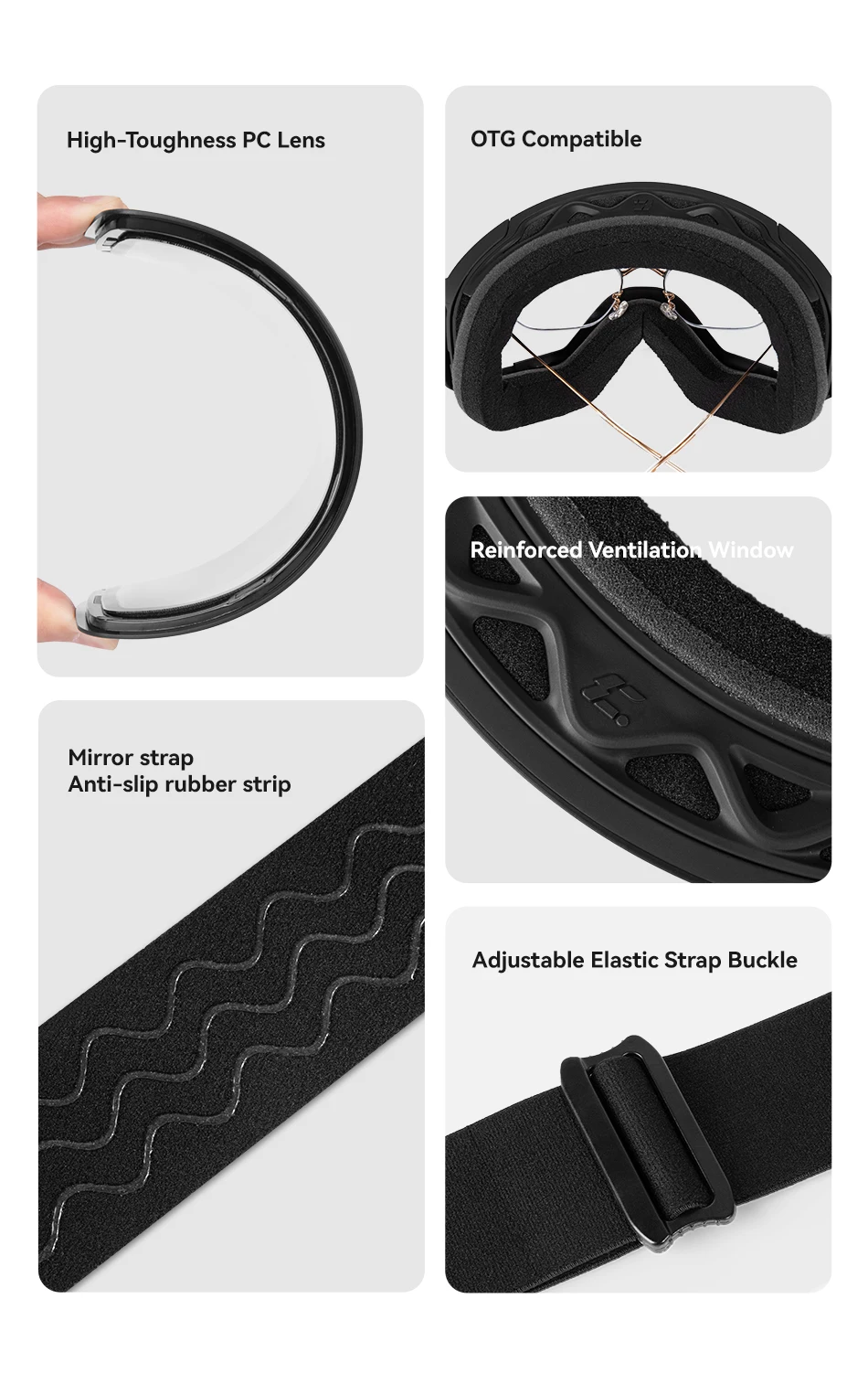 COPOZZ X-edge Serie Männer Frauen Doppelschichten Antibeschlag Skibrille Schneemobilbrille Schnee Snowboardbrille mit magnetischen Gläsern – Detail 9