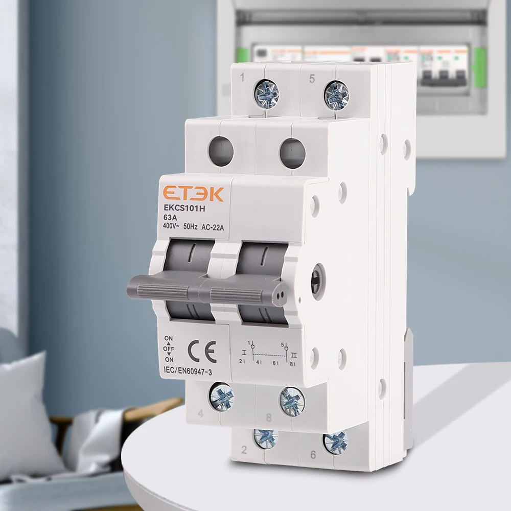ETEK Din Rail MTS Dual Power Manual Transfer Switch Modular Changeover Switch Interlock Circuit Breaker 1P 2P 4P 40A 230V EKCS101