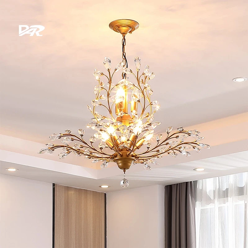 

Современсветильник шная хрустальная люстра, лампа для гостиной, столовой, металлическая Подвесная лампа