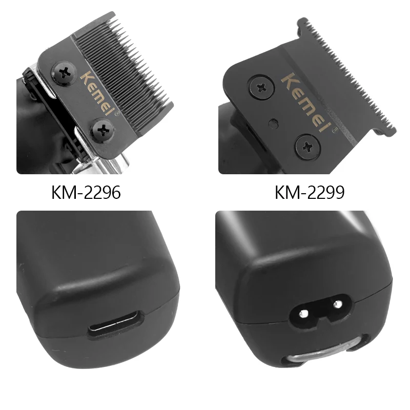 Kemei KM-2296 Barber Cordless Hair Trimmer 0mm Zero Gapped Carving Clipper Professional Electric Finish Cutting Machine KM-2299