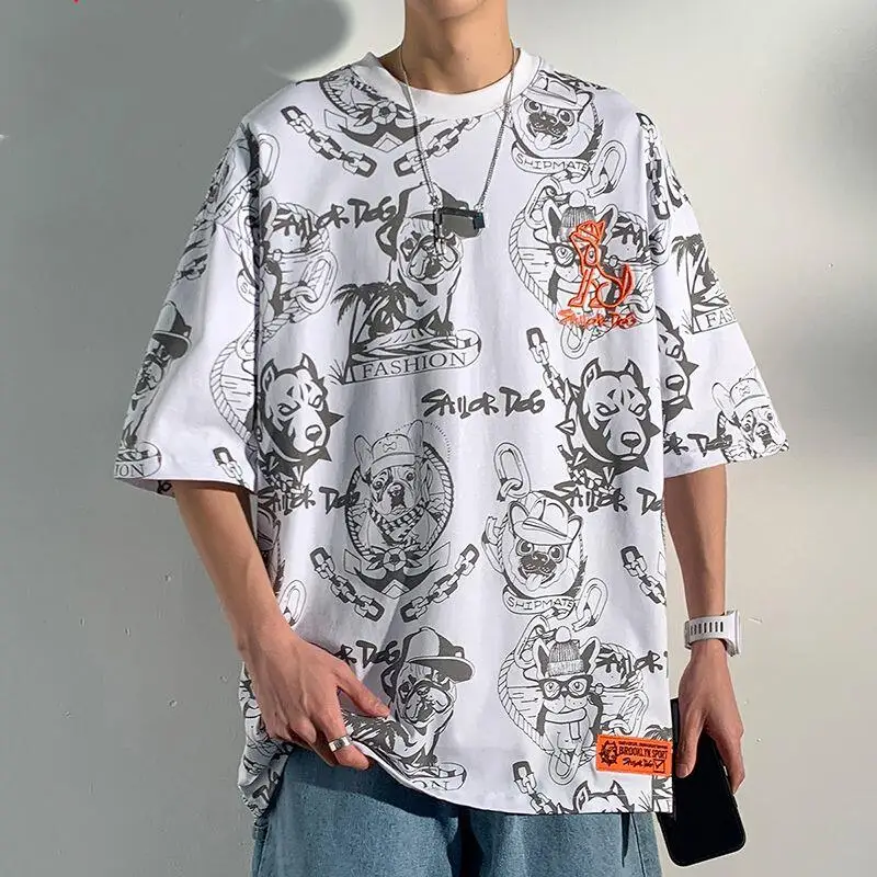 

Y2k New Five-point Sleeve Men's Graphic Short Sleeve T Shirts Harajuku Fashion Printed Embroidered Half Sleeve Top Oversize