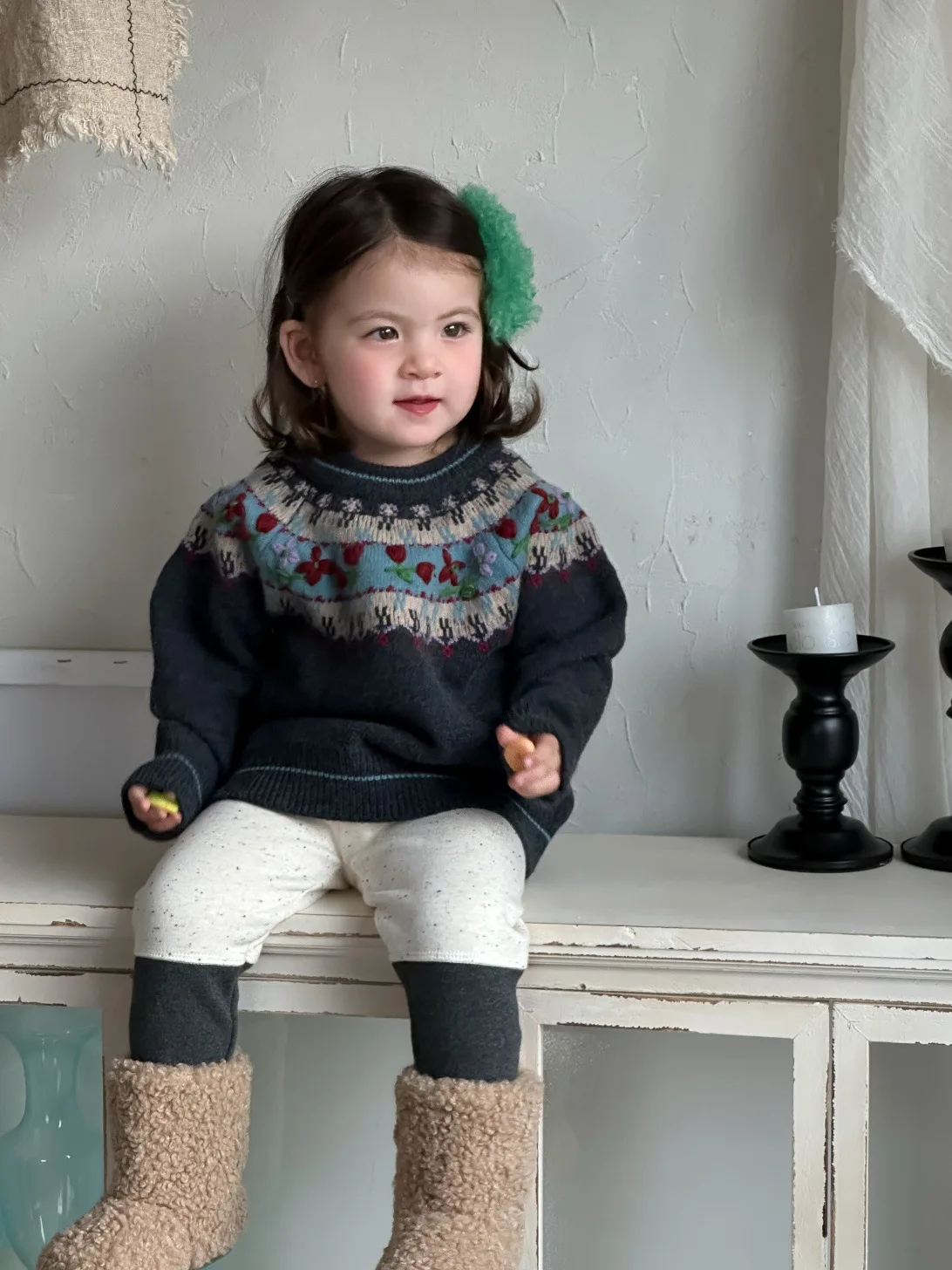  여아 캐주얼 스웨터  남아 두꺼운 따뜻한 풀오버 아동복 2025 겨울 신상  긴팔 니트 스웨터 면