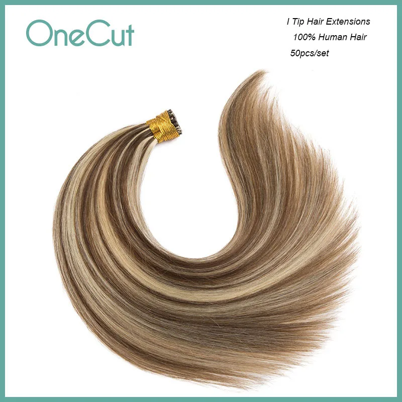 Straight I Tip Hair Extensions for Women 100% Nautral Hair Machine Made Remy Keratin Hairpiece Pure Color Invisible Fusion