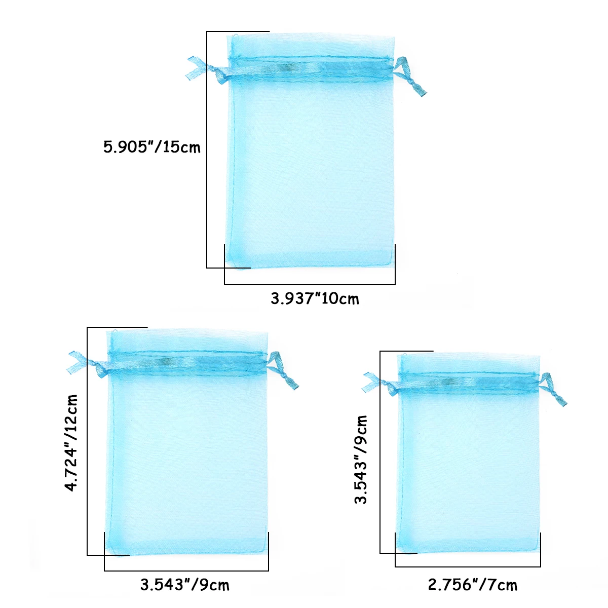 50pcs 7x9 9x12 10x15 13x18cm Gift Organza Bags Drawable Wedding Party Decoration Display Packaging Jewelry Pouches