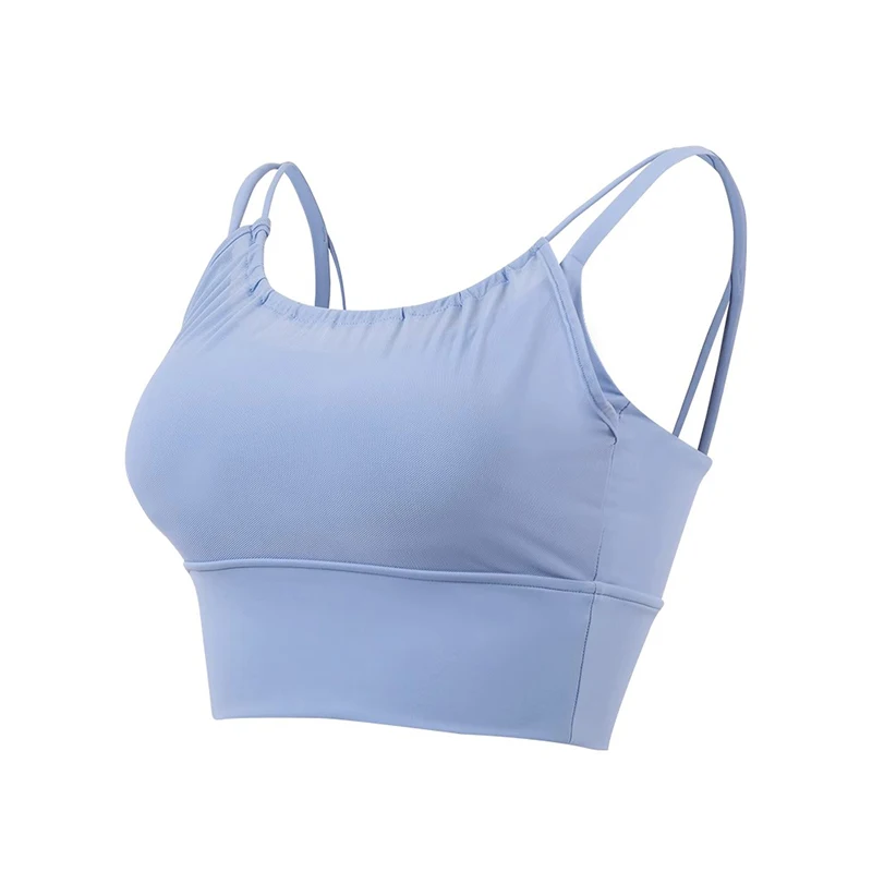 MaxRunPro Women's Spandex Fixed Shoulder Straps Detachable Chest Pads Gathered Bra Sports Pilates Yoga Tank Top Plus Size S-XXL