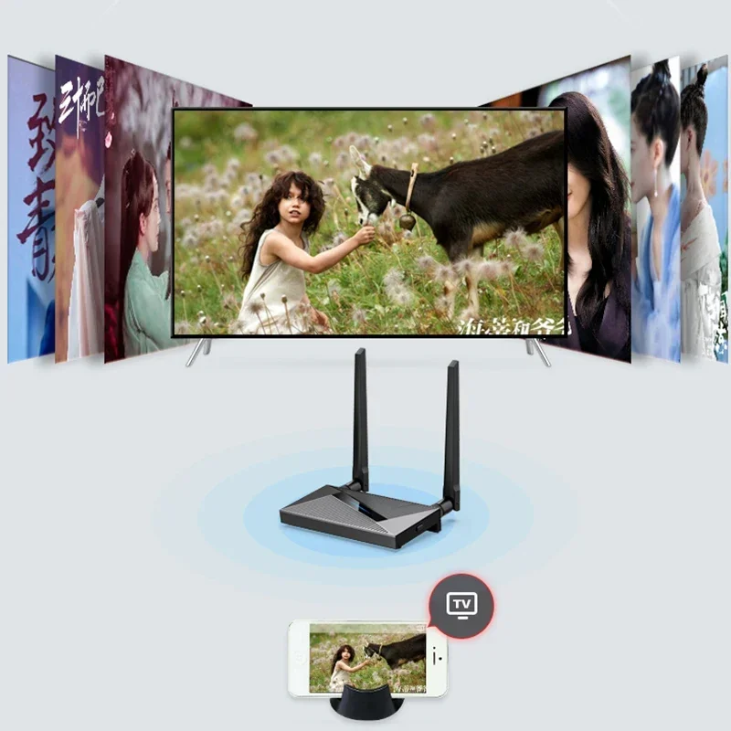4K 5G 50M Wireless HDMI-Compatible Transmitter and Receiver Extender Audio Video Streaming for HD TV Laptop PC Camera