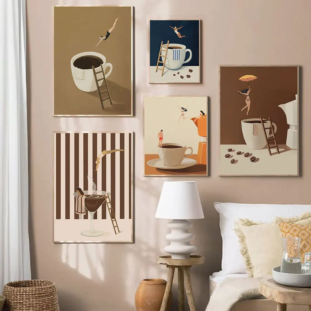 Coffee Diver Stampe su tela Cucina Buongiorno Caffè Poster da parete per soggiorno moderno Decorazioni per la casa Regali per gli amanti del caffè