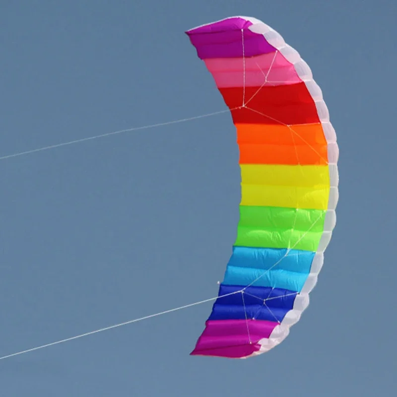 Outdoor Fun High Quality 1.4m Dual Line Parafoil Kite With Handle String Rainbow Sports Beach Good Flying Kids Adult Sport Toys 4