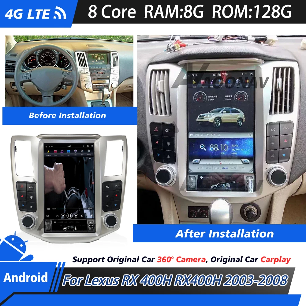 Car Radio For Lexus RX 400H RX400H 20032008 Tesla Style GPS Navigation