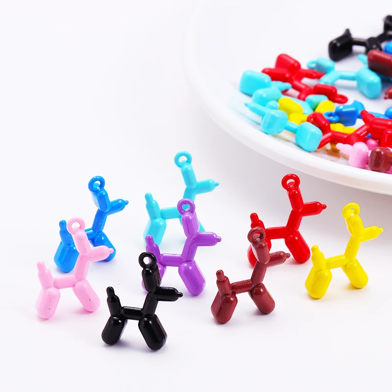 

20Pcs Baking Paint Colorful Balloon Dog Pendant DIY Accessories for Bracelet Necklace Keychain Making Charming Jewelry Wholesale