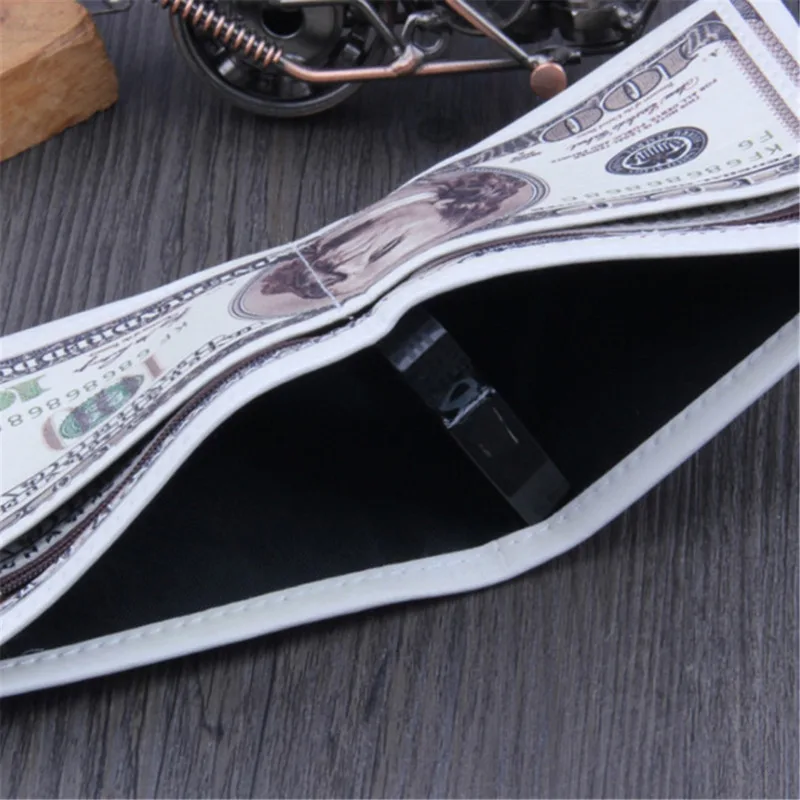 Men's Canvas Money Wallet with Currency Pattern and ID Card Holder