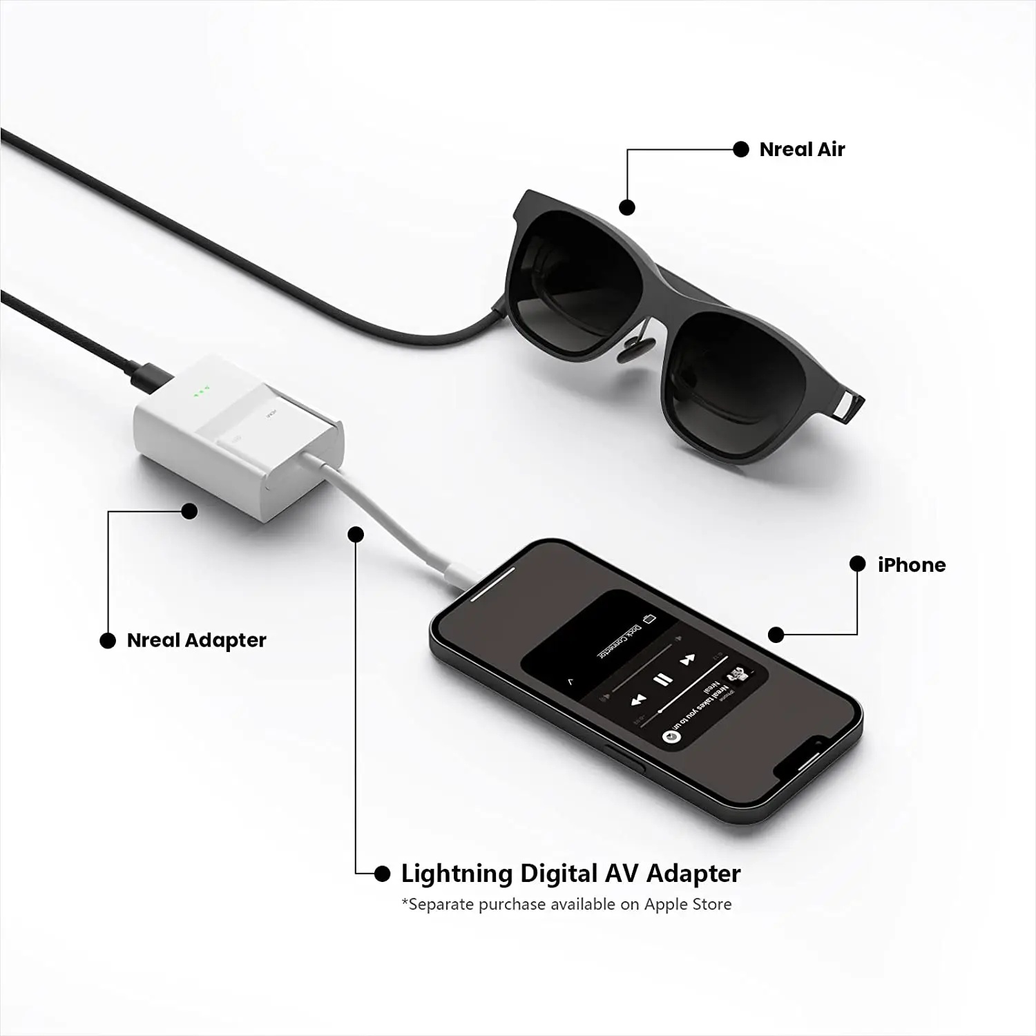 Nreal Air＋変換アダプター ARの時代は想像より早く来る - ARグラス「Nreal Air」がiPhoneで