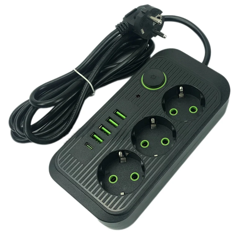 Rallonge de douille électrique de 3 points de vente Type européen Smart  Strip Socket avec 2 ports USB - Chine Extension de la douille, norme  européenne en matière d'une multiprise