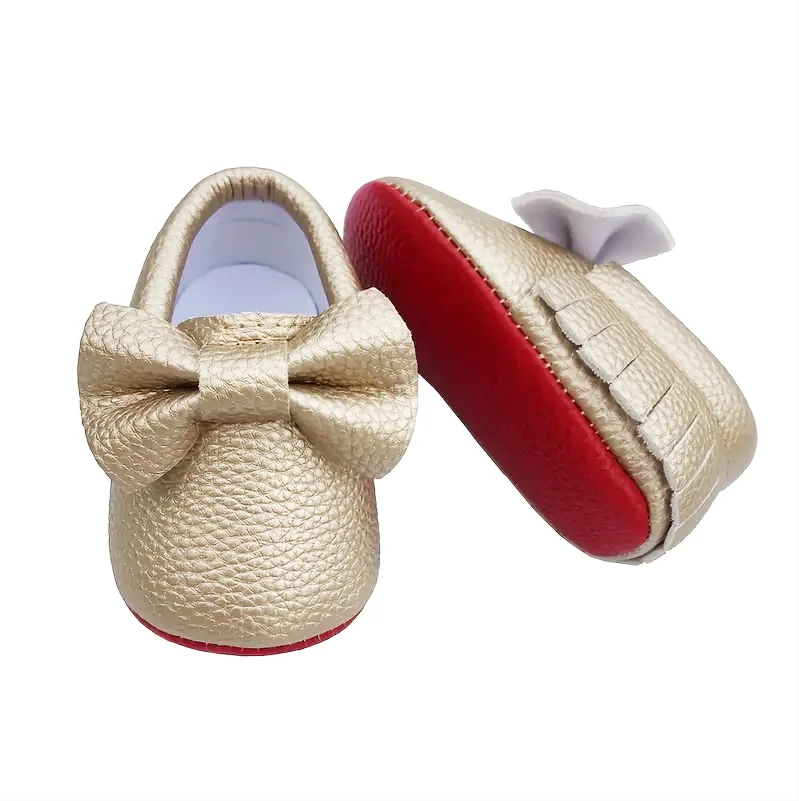 Bowknot Leather Baby Shoes Newborn Boy Girl Shoes Multicolor Toddler Red Soft Sole Anti-slip First Walkers Infant Newborn Moccas 3