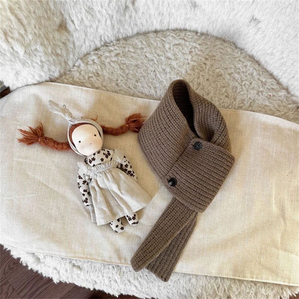 Kids Scarf Autumn Winter Korean Fashion Children's Knitting Baby Bib Wool Knitting Winter Versatile Female Warm Girl Boy