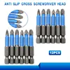 12pc S2 Steel Anti Slip Screwdriver Head Cross Electric Screwdriver Tool Set PH1/PH2/PH3/PZ1/PZ2/PZ3 1
