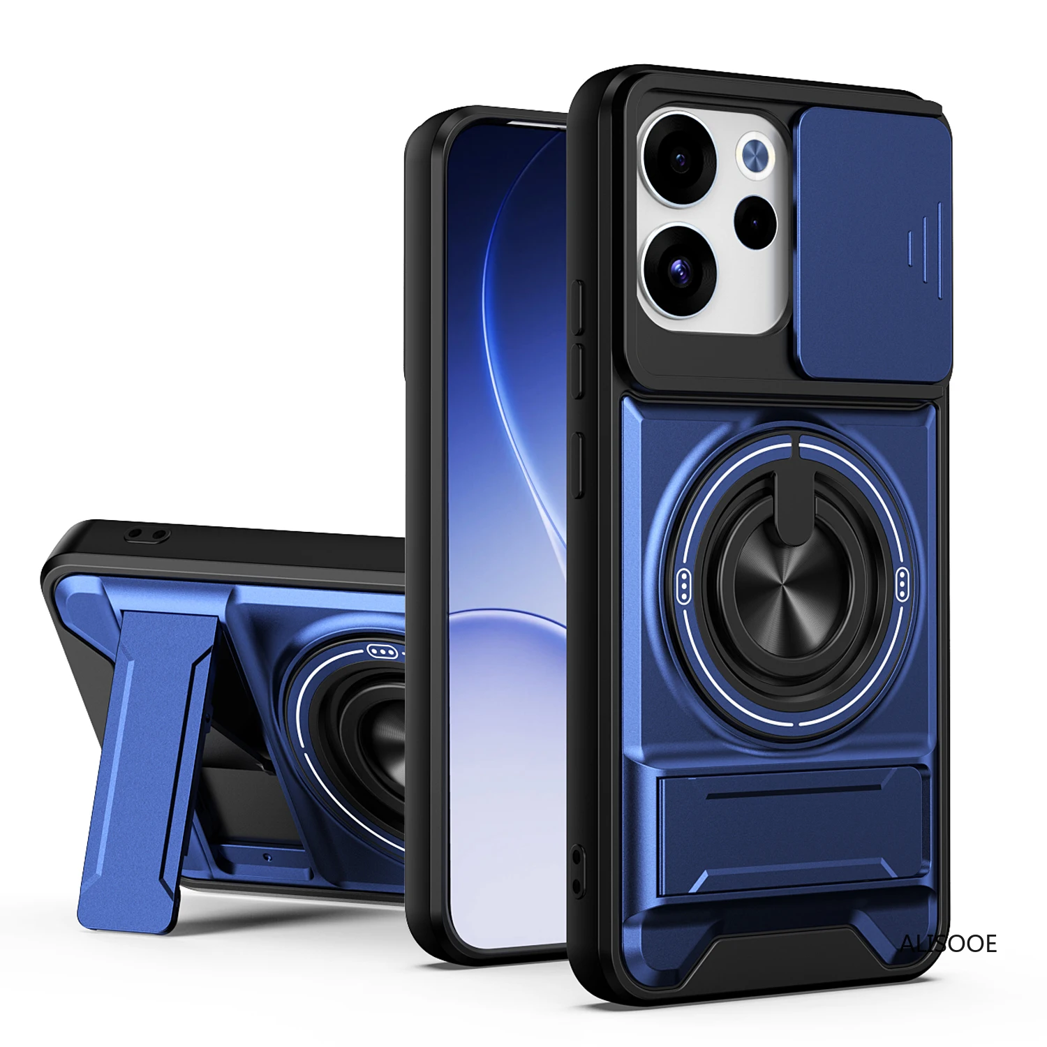Rotatable Slide Camera Protection Ring Stand Shockproof Phone Case Cover
