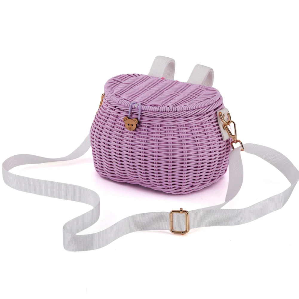 Childrens Bicycle Basket Plastic Wovens Bike Basket Kids Bicycles Wicker Bike Front Backpack Bicycle Accessories