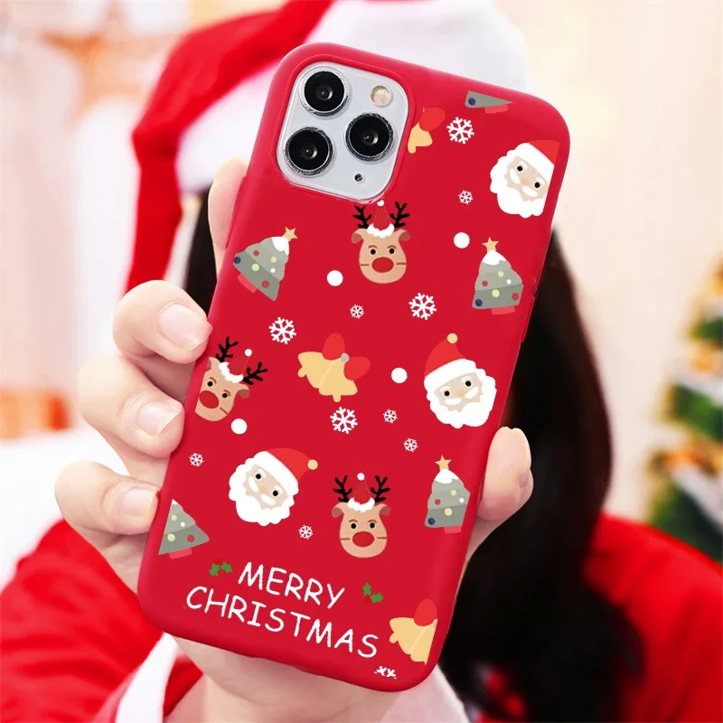 Festive Cartoon Christmas Silicone Shockproof Phone Case - New Year Gift Edition