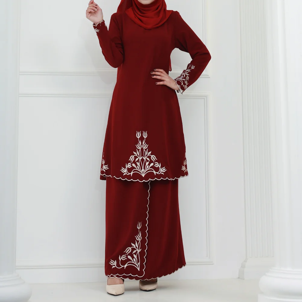

2023 Malay Embroidery Muslim Sets Middle East Two-piece Suit Fashion Ensemble Femme Musulmane Abaya Femme Islamic Clothing