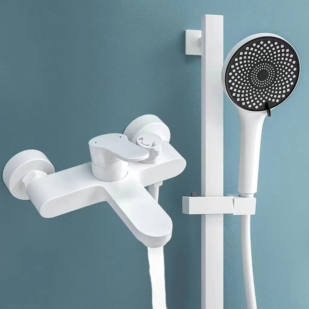 

White Shower Shower Set All Copper MiXing Valve Simple Shower Shower Set Bathroom Bathtub Hot And Cold Water Faucet