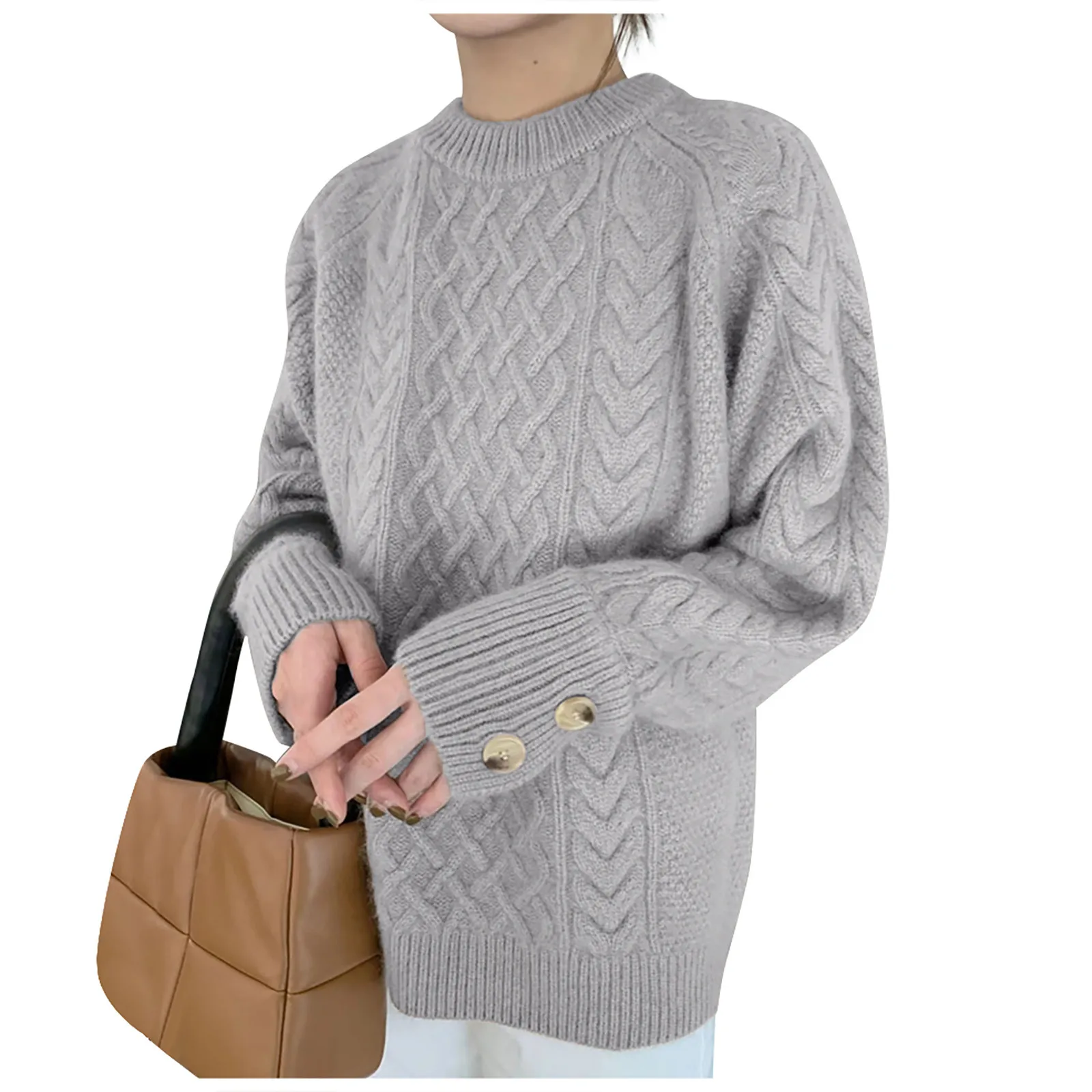 

Fashion Women Casual Patchwork O-Neck Long Sleeves Sweater Blouse Tops Pullover Sweater Sweater Knitted Sweater Trendy Knit
