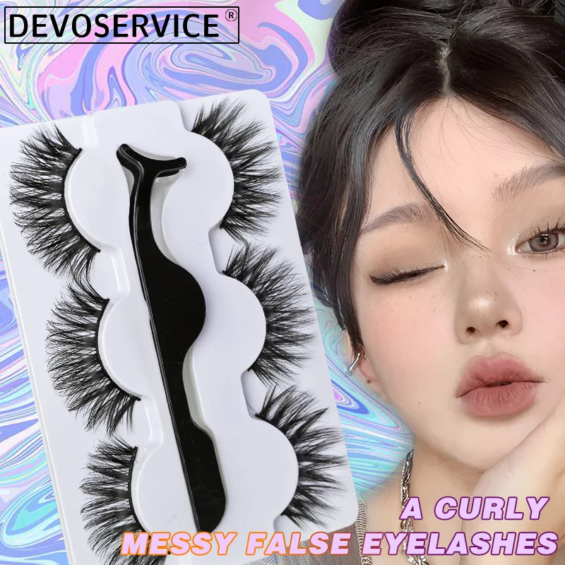 

DEVOSERVICE Natural False Eyelashes Dramatic Fluffy Fake Lashes 3 pairs 3D Faux Mink Lashes Make up Eyelash Extension Faux Cils