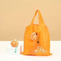 Eco - Friendly Foldable Reusable Shopping Tote Bag (Orange)