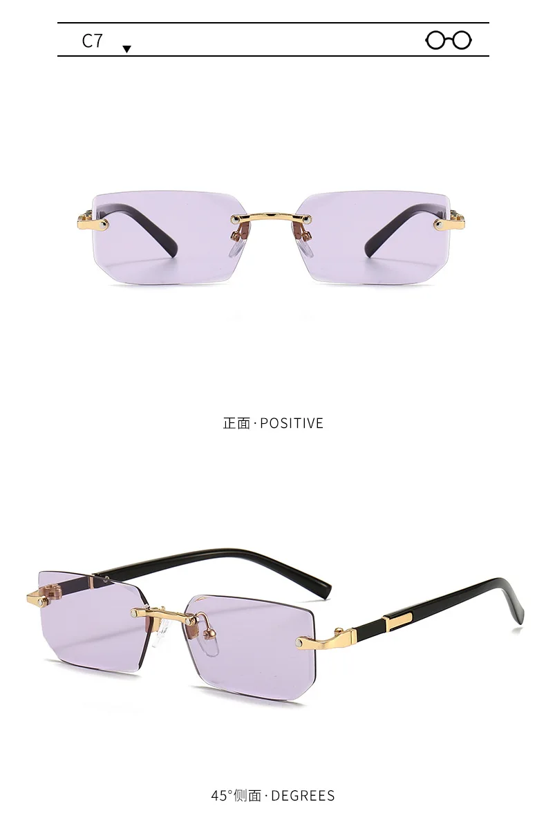 S79f6a08afea846d8a6b903bf4126641ez Rimless Sunglasses Rectangle Fashion Popular Women Men Shades Small Square Sun Glasses For Female Male Summer Traveling Oculos