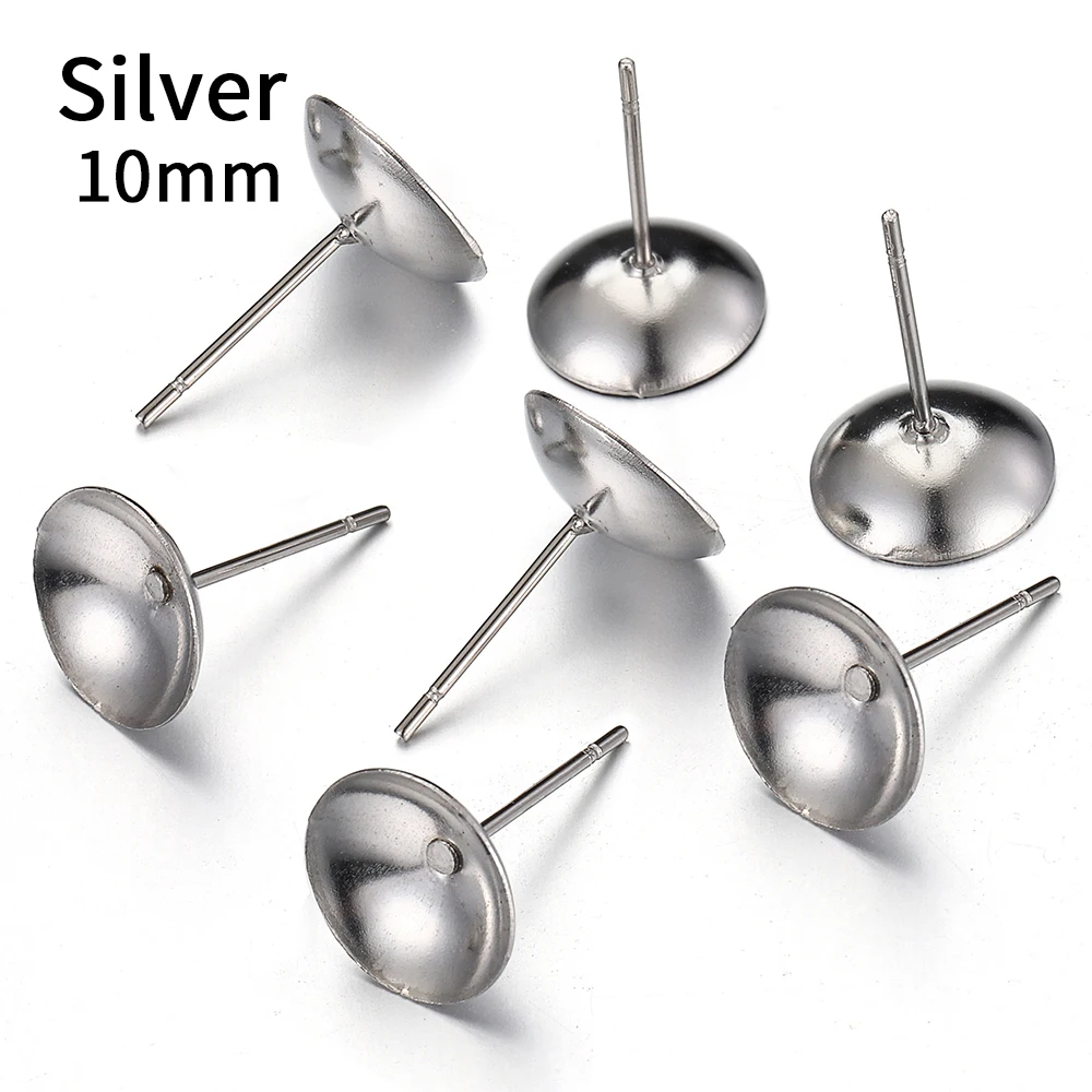 50 Stück 3–8 mm Edelstahl-Ohrstecker-Basis für Perlenohrringe, Ohrring-Basis für Schmuckherstellung, DIY, goldfarbenes Zubehör – Detail 15