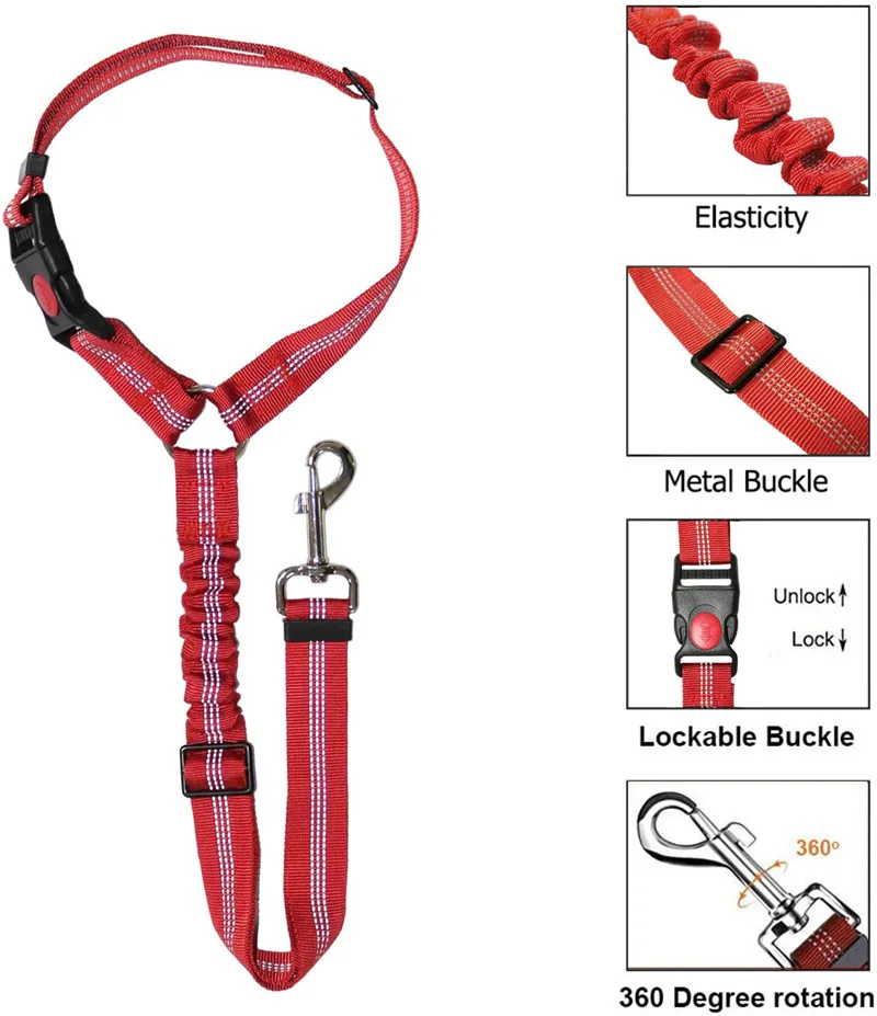 Pet Car Seat Belt Rope Ring Dog Car Retractable Elastic Reflector Leash Dog