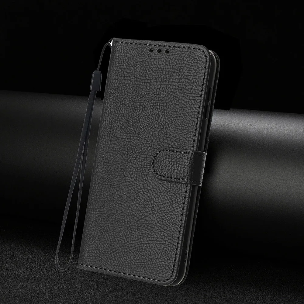 Litchi Leather Wallet Flip Phone Case with Enhanced Protection and Style