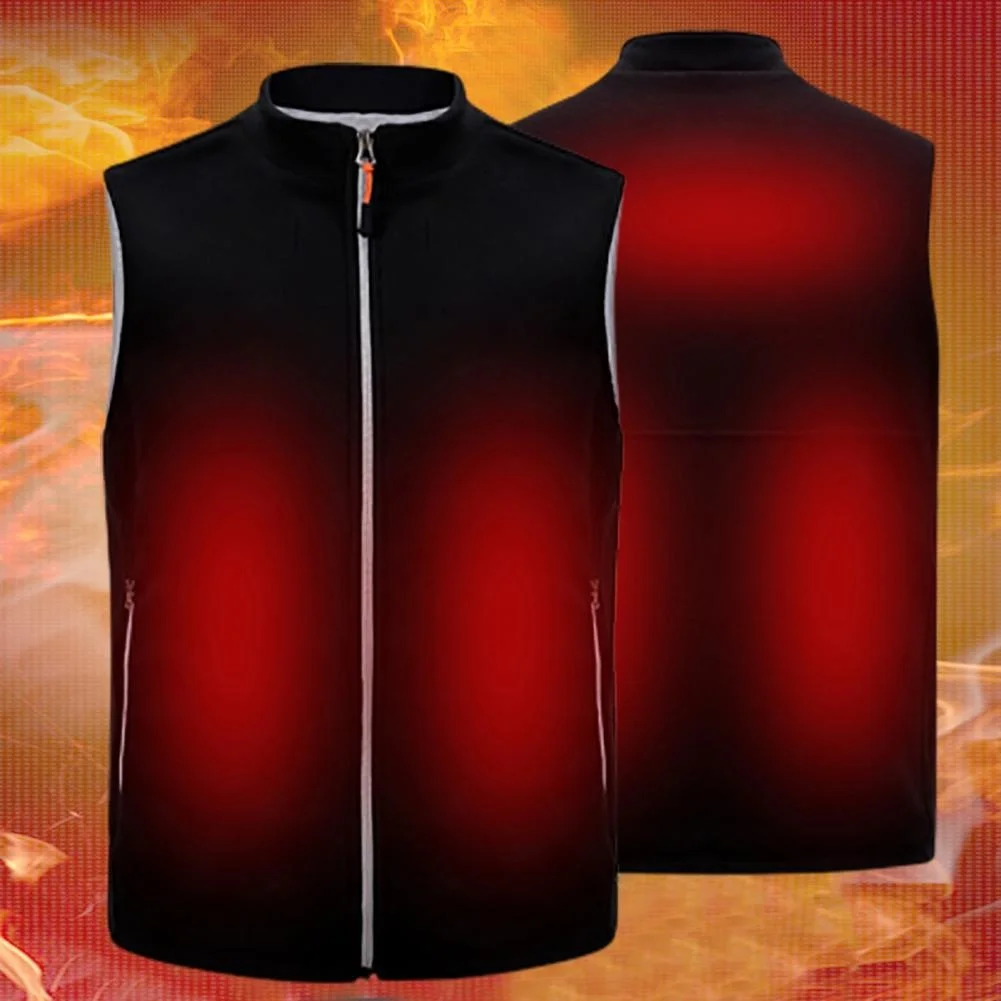 

Outdoor Winter Heating Jacket Vest Stand Collar Fleece Windproof Women Men USB Rechargeable Graphene Carbon Fiber Heating Vest