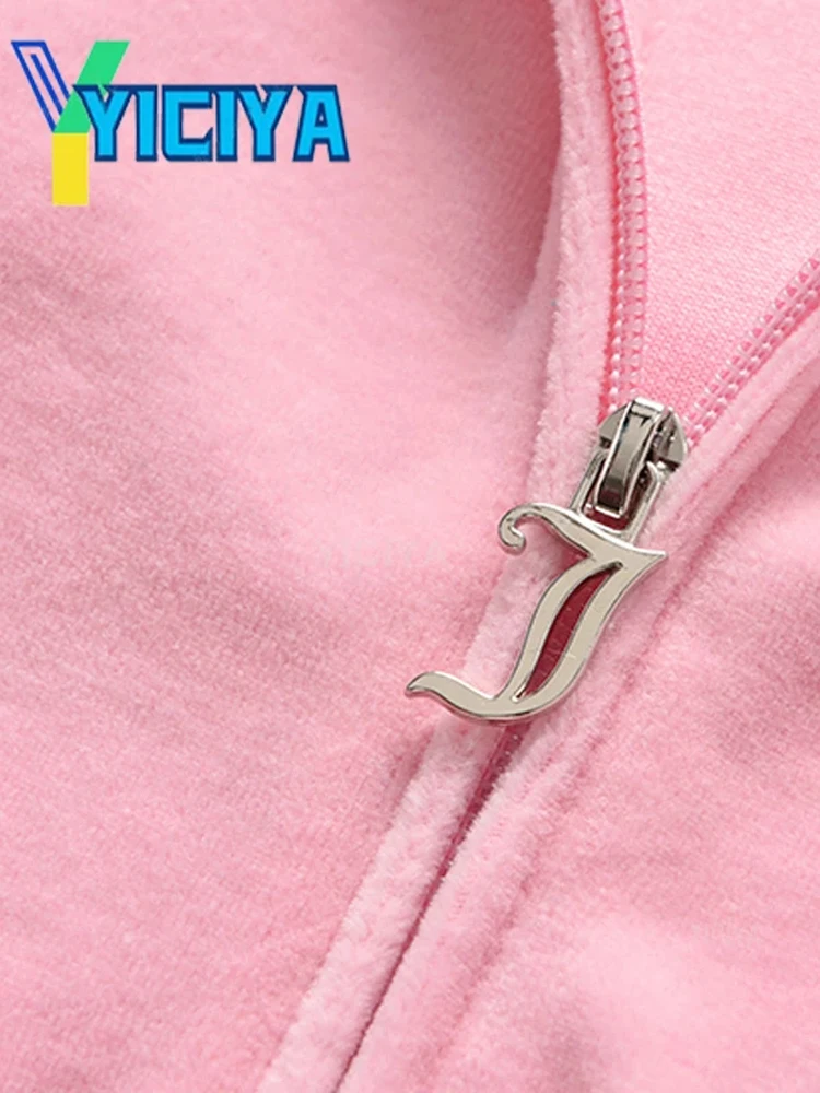 YICIYA Juicy Tracksuit Spring/Fall 2022 Women's Brand Velour Tracksuit Suit Women Velvet Zipper Sweatshirt And Pants Fat Sister