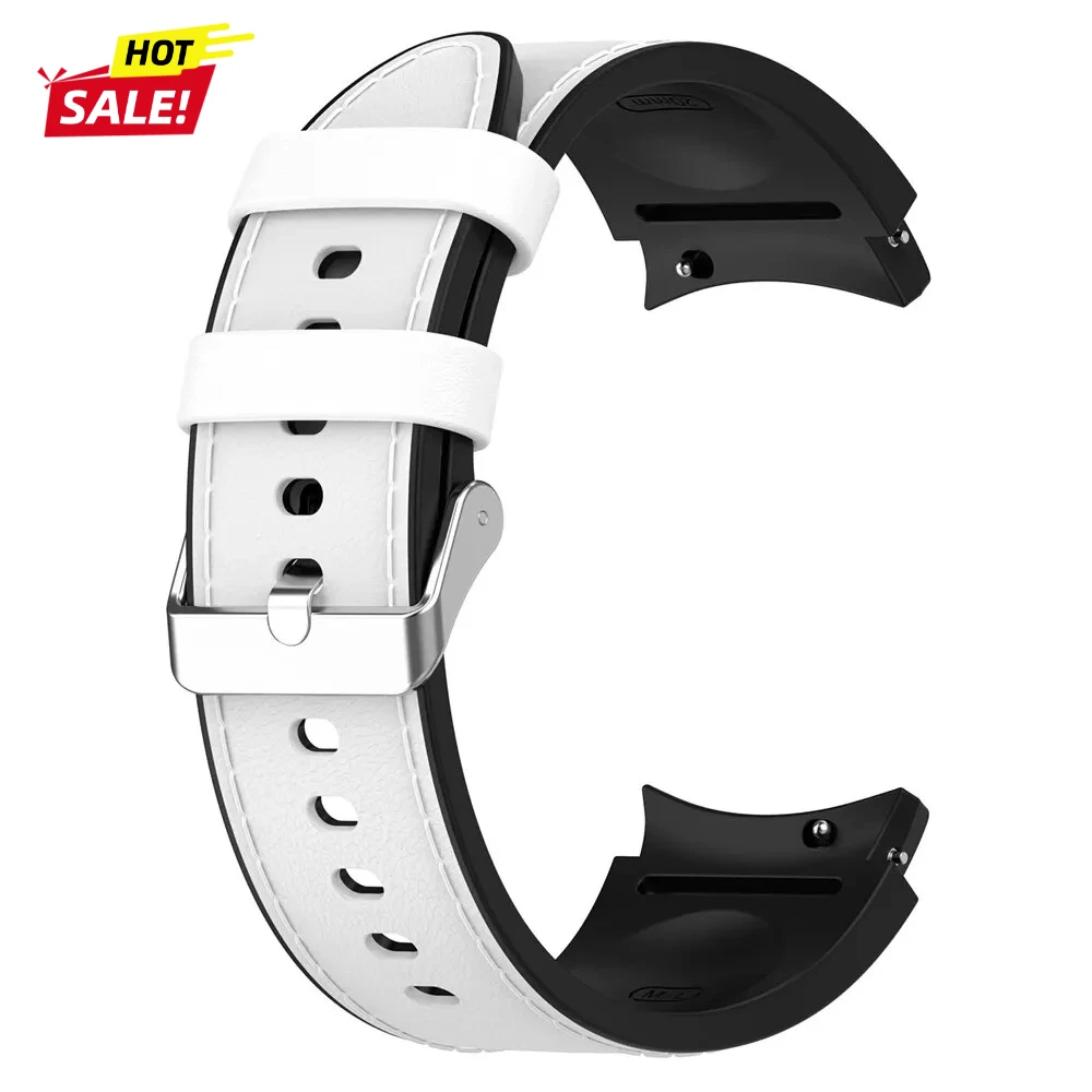 Premium Leather Grain Band with Silicone Strap