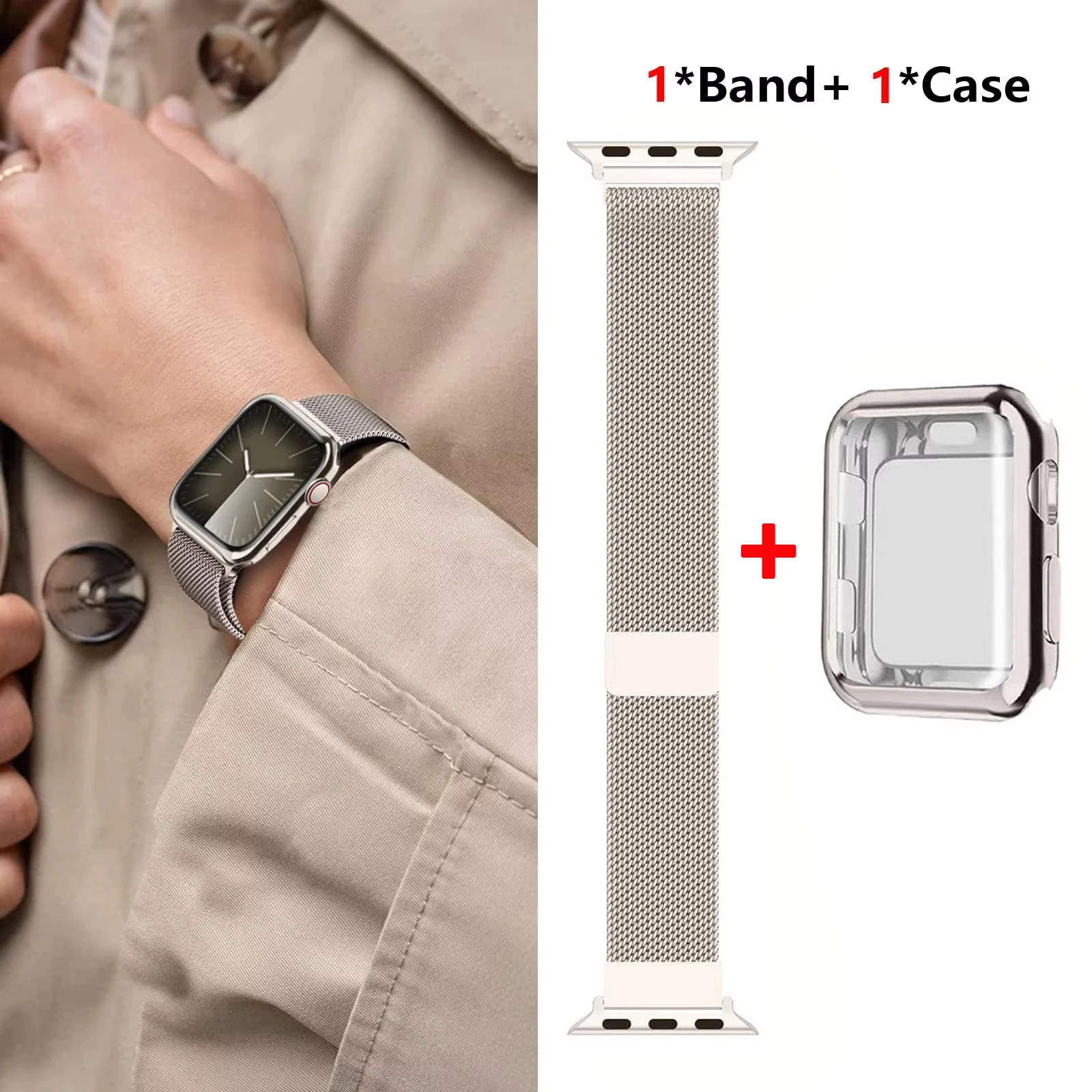 Elegant Stainless Steel Milanese Loop Watch Strap and Case