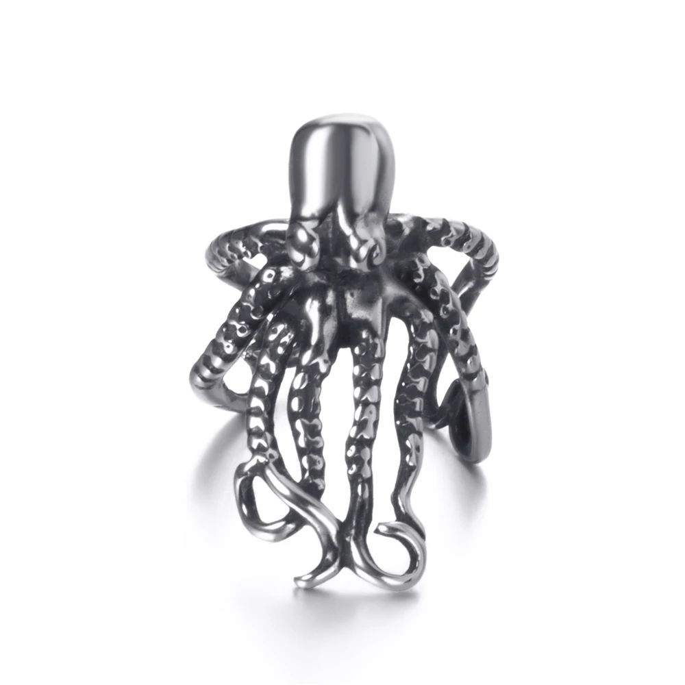 Elfasio Ear cuff Earrings Octopus Stainless Steel Lobe Helix Cartilage Clip Earring for Men Women Non Piercing