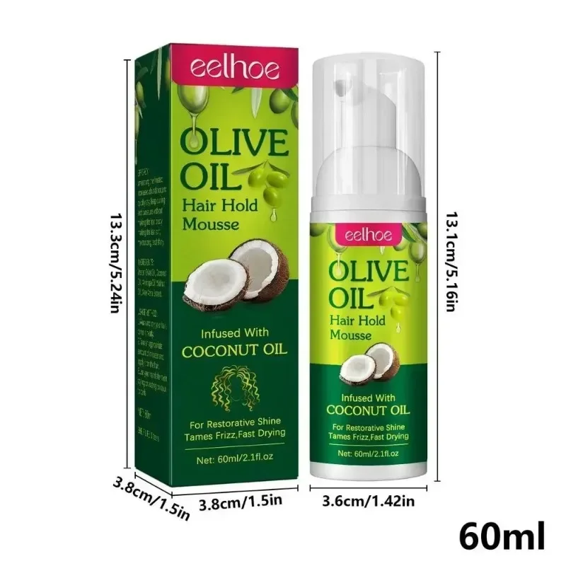 Curly Hair Styling Mousse Fluffy Olive Oil Shaping Cream Hydrating Prevent Dryness Nourishing Elastin 60ml
