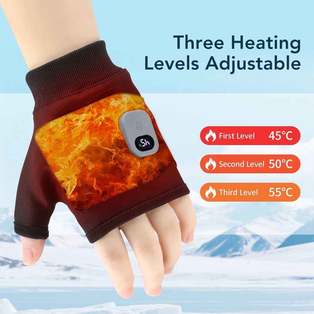 3 Levels Electric Heated Gloves Rechargeable 360° Thermal Hand Brace Gloves Windproof Hand Warmer for Outdoor Hiking Cycling
