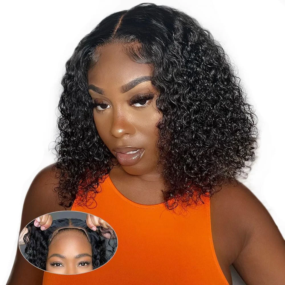 

Wear And Go Glueless Wigs Human Hair Pre Plucked Pre Cut Short Bob Wigs With For Black Women Deep Wave Curly Wigs Human Hair
