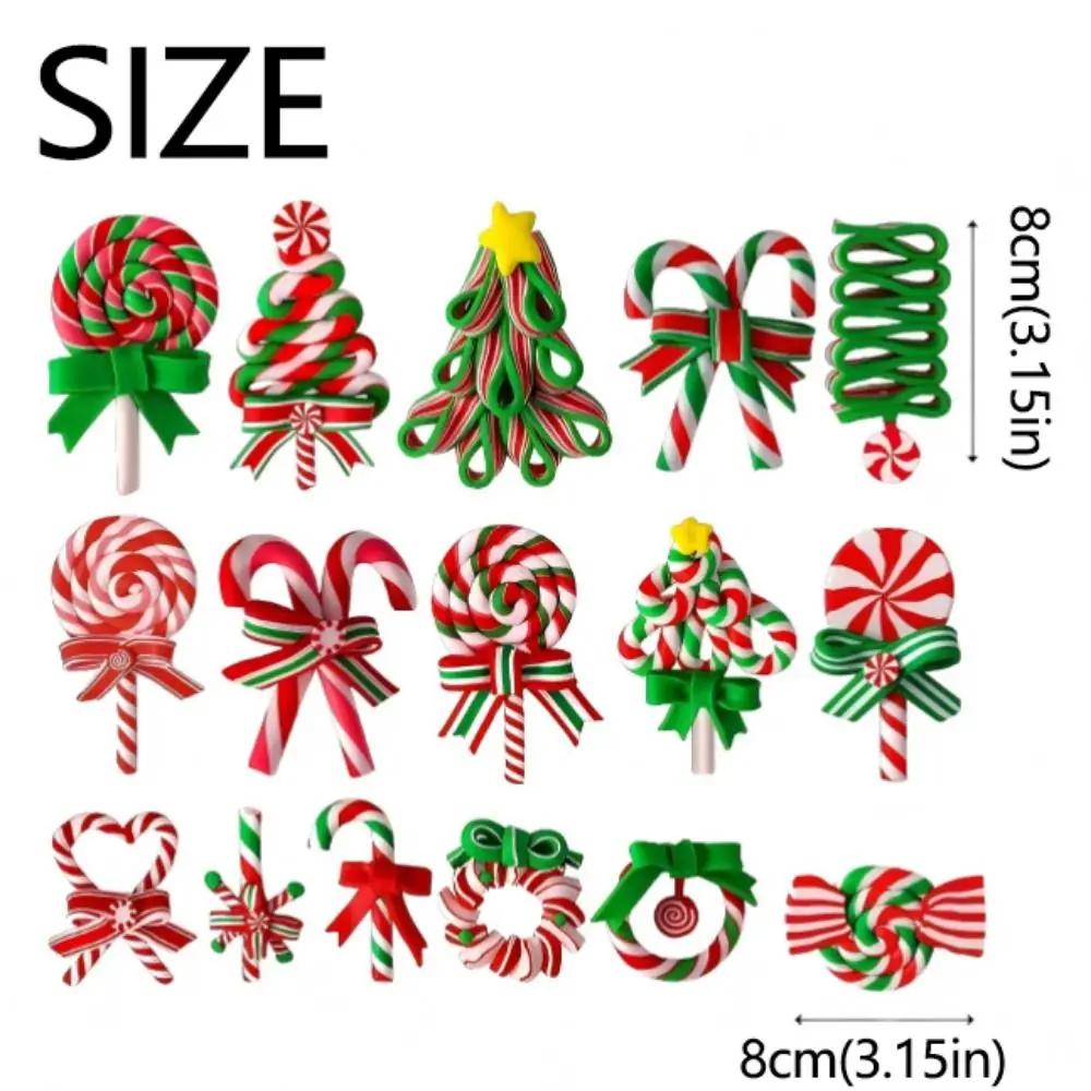 16/32Pcs Creative Christmas Lollipop Ornaments Handmade Decorative Candy Cane Wooden Pendant Colorful DIY Craft